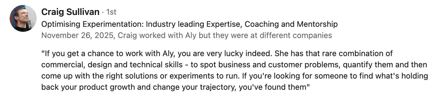 Craig Sullivan Recommendation